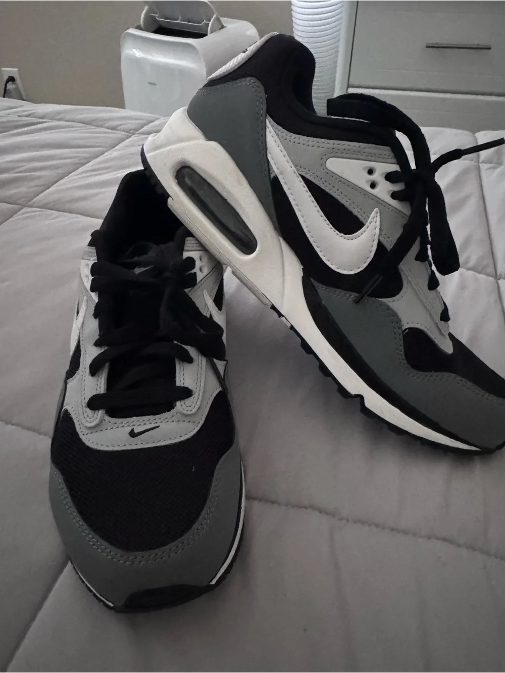 Nike Kids' Black, Gray & White Air-Cushioned Sneakers
